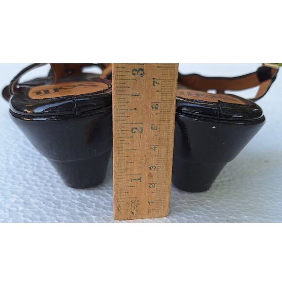 Sofft Andrea Patent Leather Strappy Kitten Wedge Slingback Black Sandal Sz. 8.5 - Picture 4 of 12